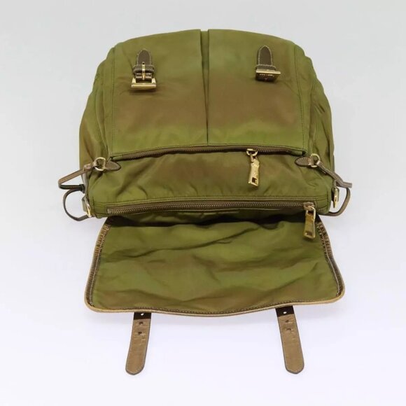 PRADA Shoulder Bag Nylon Khaki Gold Auth - Picture 9 of 16